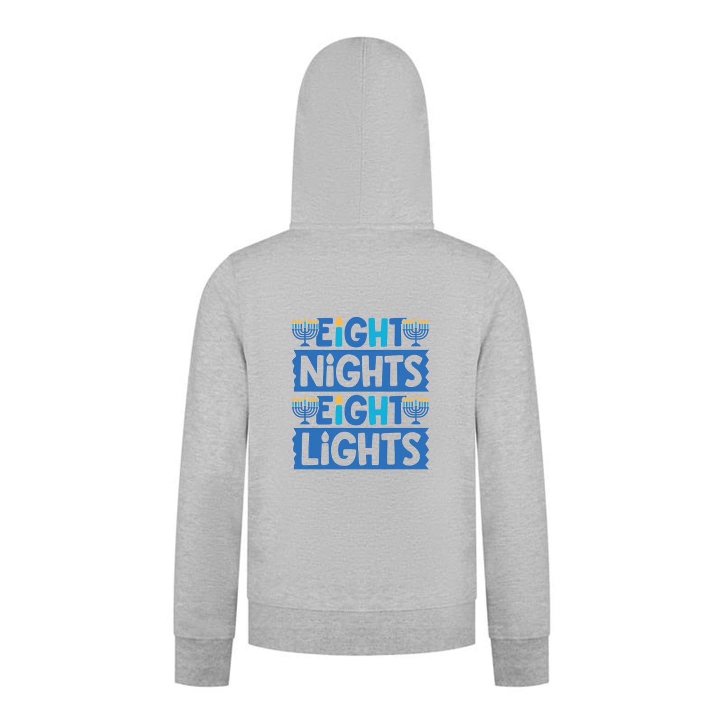 Everyday Kids Hanukkah Collection “Eight Nights Eight Lights” Zip Up Hoodie – Holiday Sweatshirt