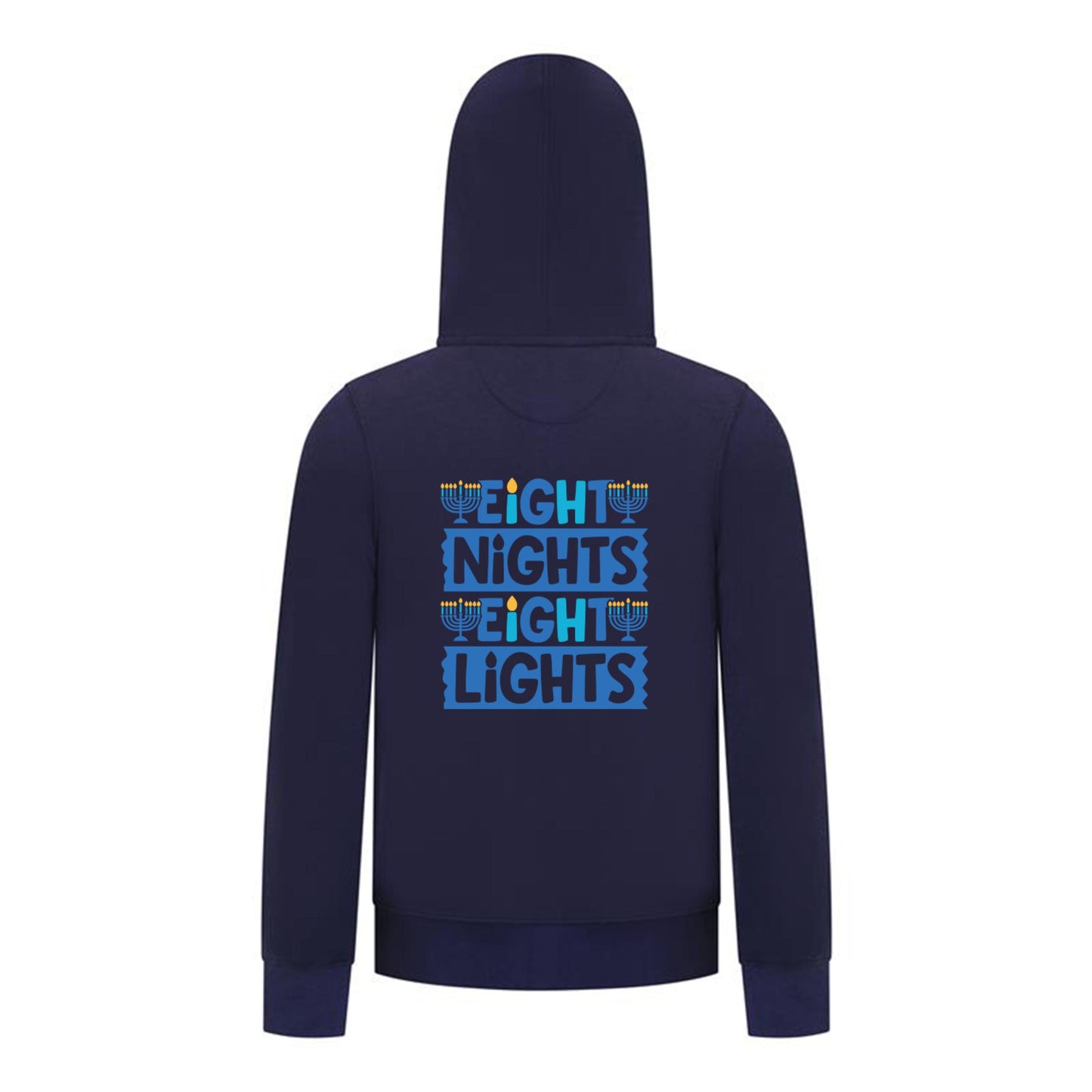 Everyday Kids Hanukkah Collection “Eight Nights Eight Lights” Zip Up Hoodie – Holiday Sweatshirt