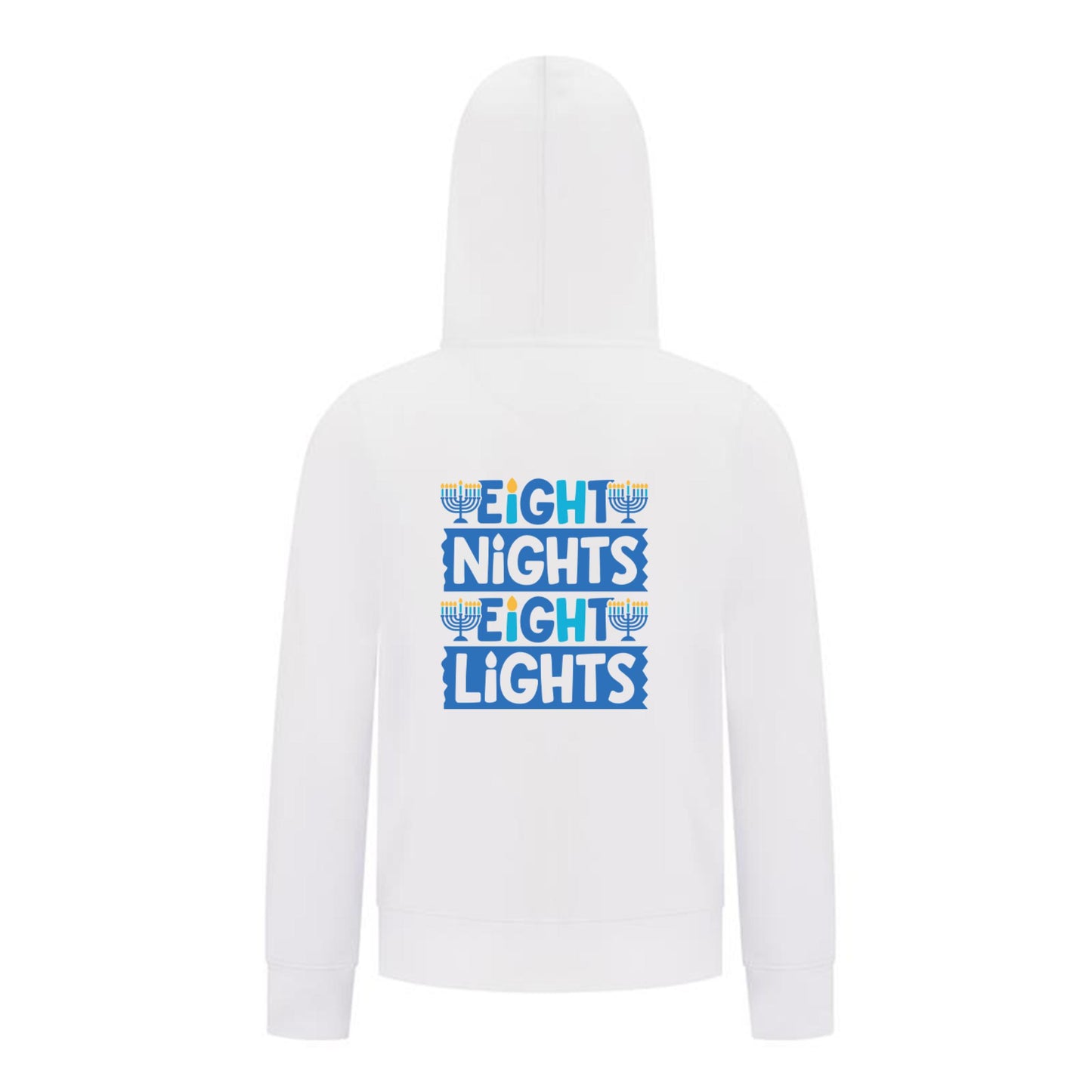 Everyday Kids Hanukkah Collection “Eight Nights Eight Lights” Zip Up Hoodie – Holiday Sweatshirt