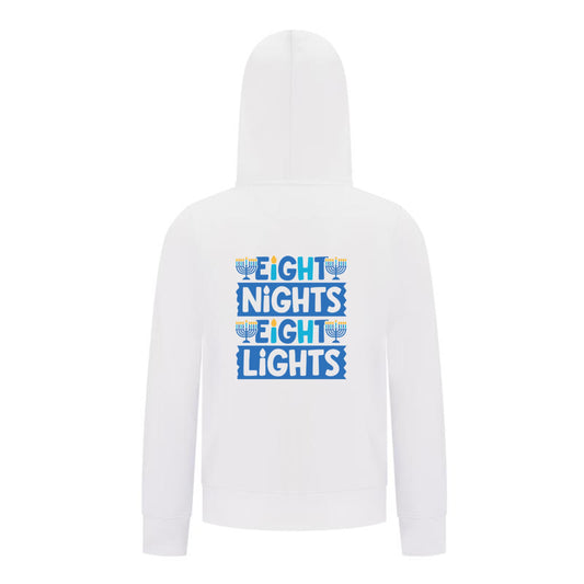 Everyday Kids Hanukkah Collection “Eight Nights Eight Lights” Zip Up Hoodie – Holiday Sweatshirt
