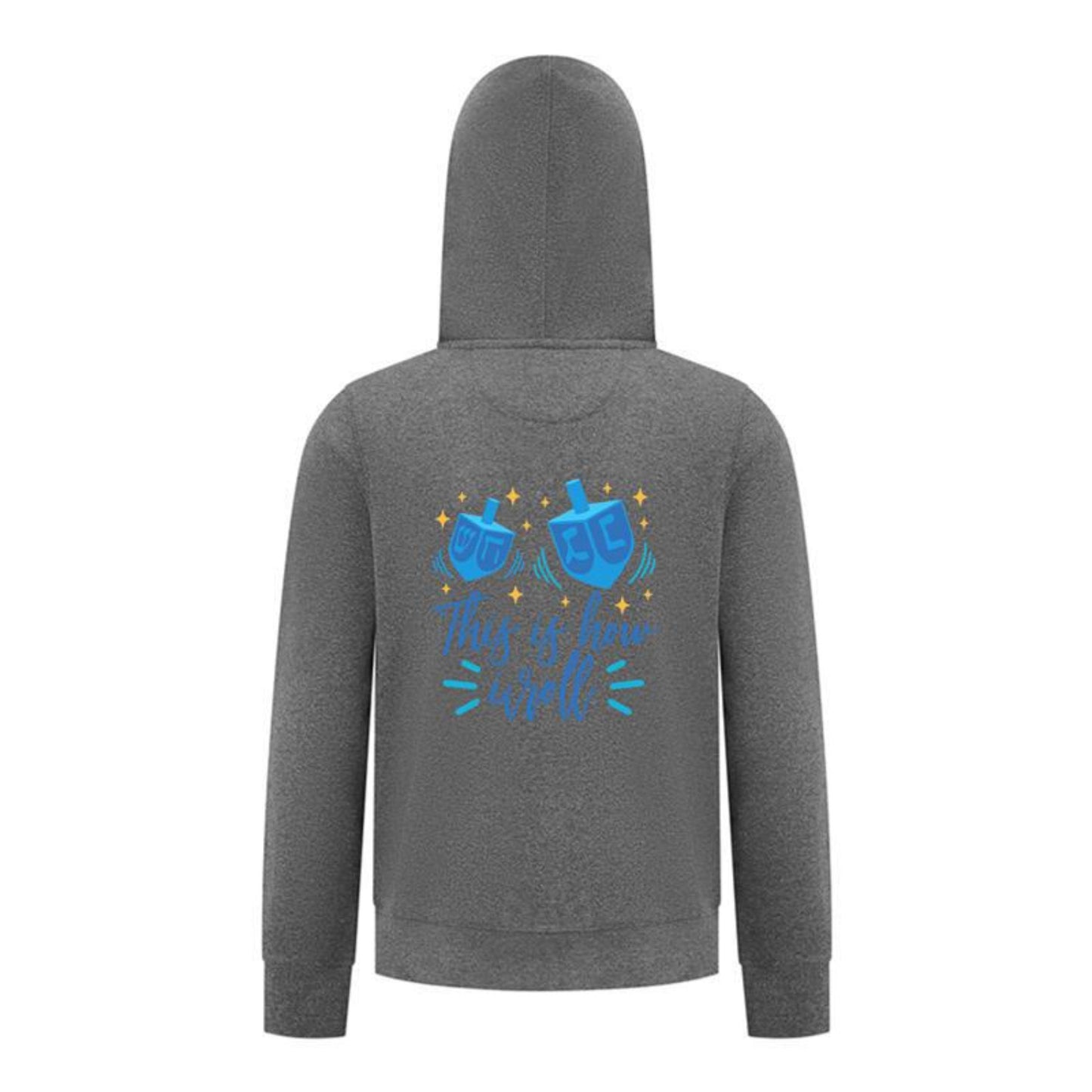 Everyday Kids Hanukkah Collection “This Is How I Roll” Zip Up Hoodie – Fun Holiday Sweatshirt