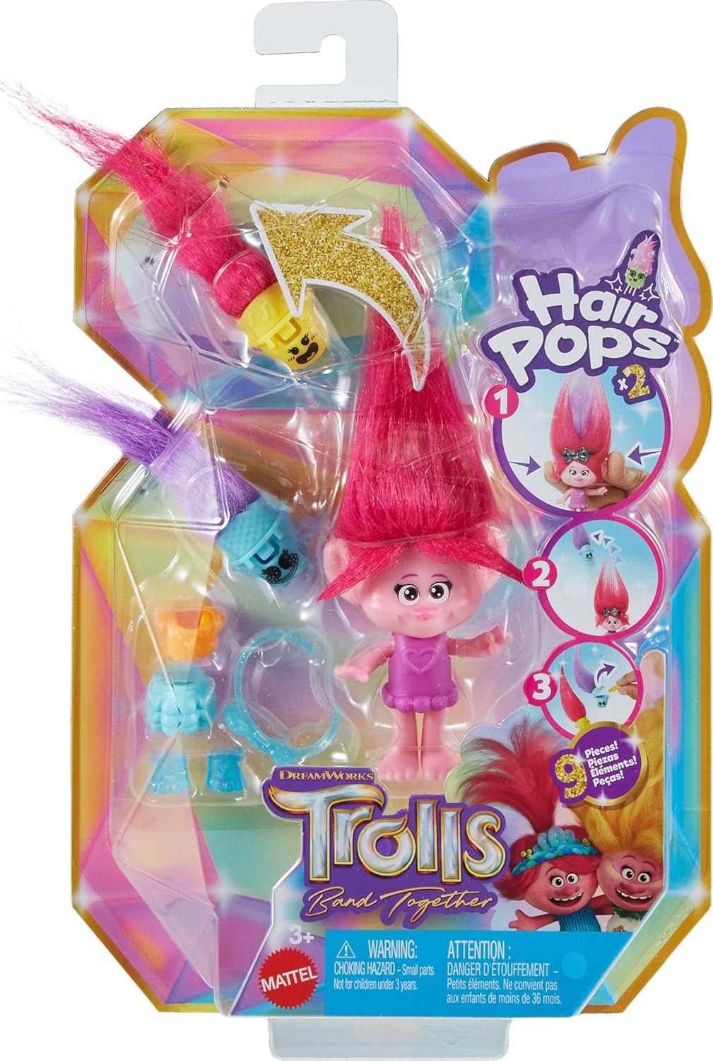 Trolls Band Together Hair Pops Small Doll - Queen Poppy