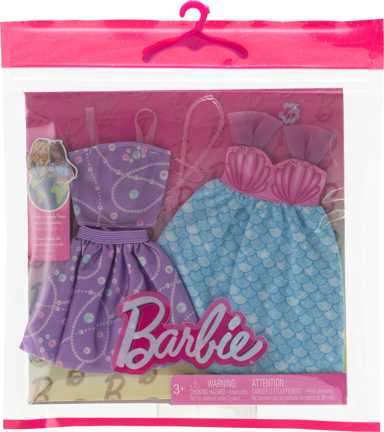 Barbie Fashions Clothing Set, 2 Outfits for Fashion Doll Include Mermaid Theme Dress