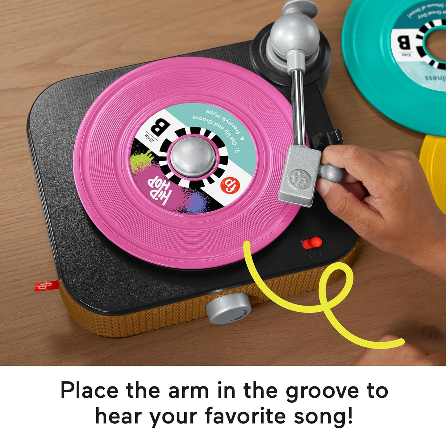 Fisher-Price Rockin’ Record Player Musical Toy for Preschool Pretend Play with Lights, Sounds, and Interactive Turntable for Kids Ages 3+ Years
