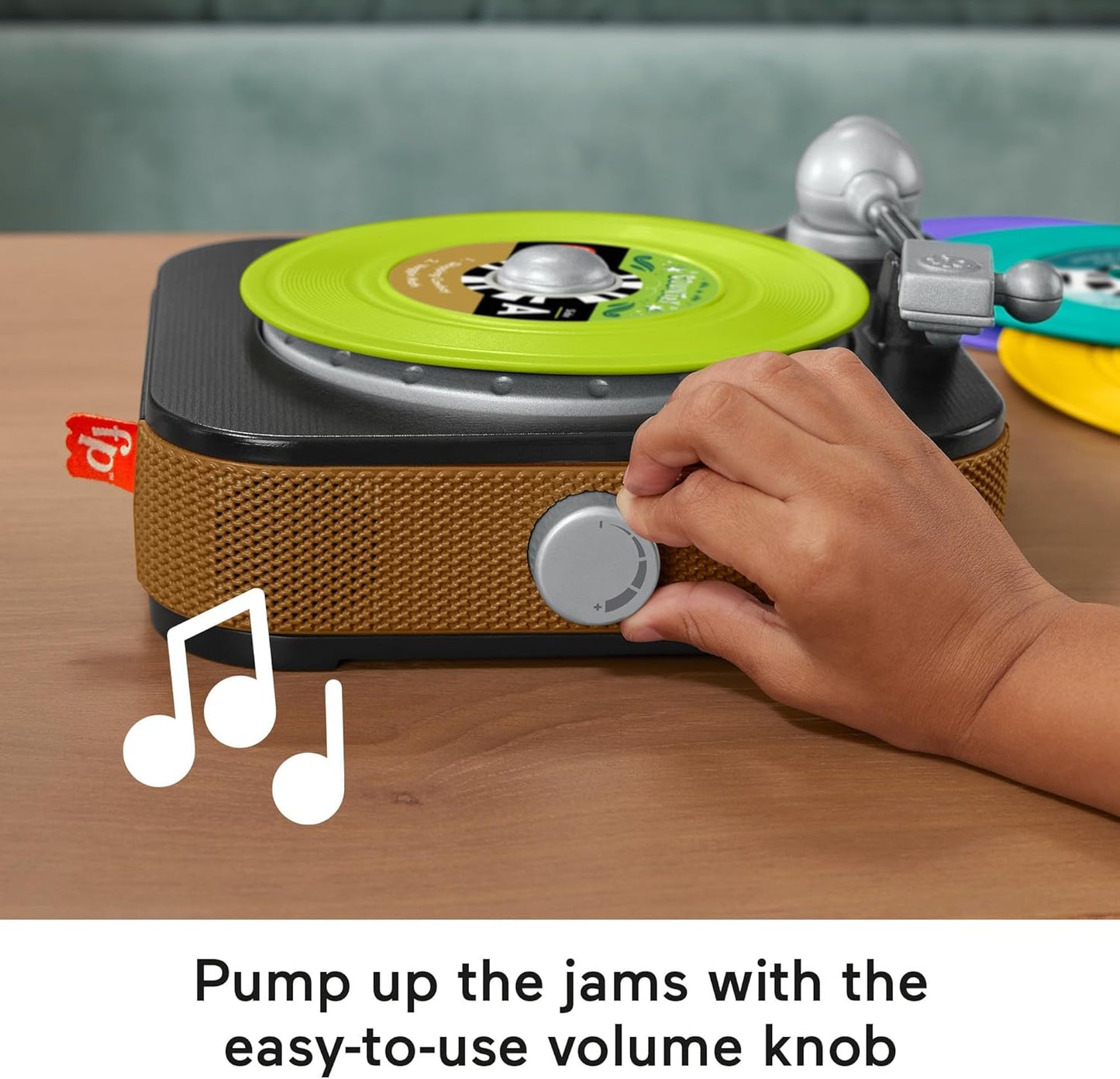 Fisher-Price Rockin’ Record Player Musical Toy for Preschool Pretend Play with Lights, Sounds, and Interactive Turntable for Kids Ages 3+ Years