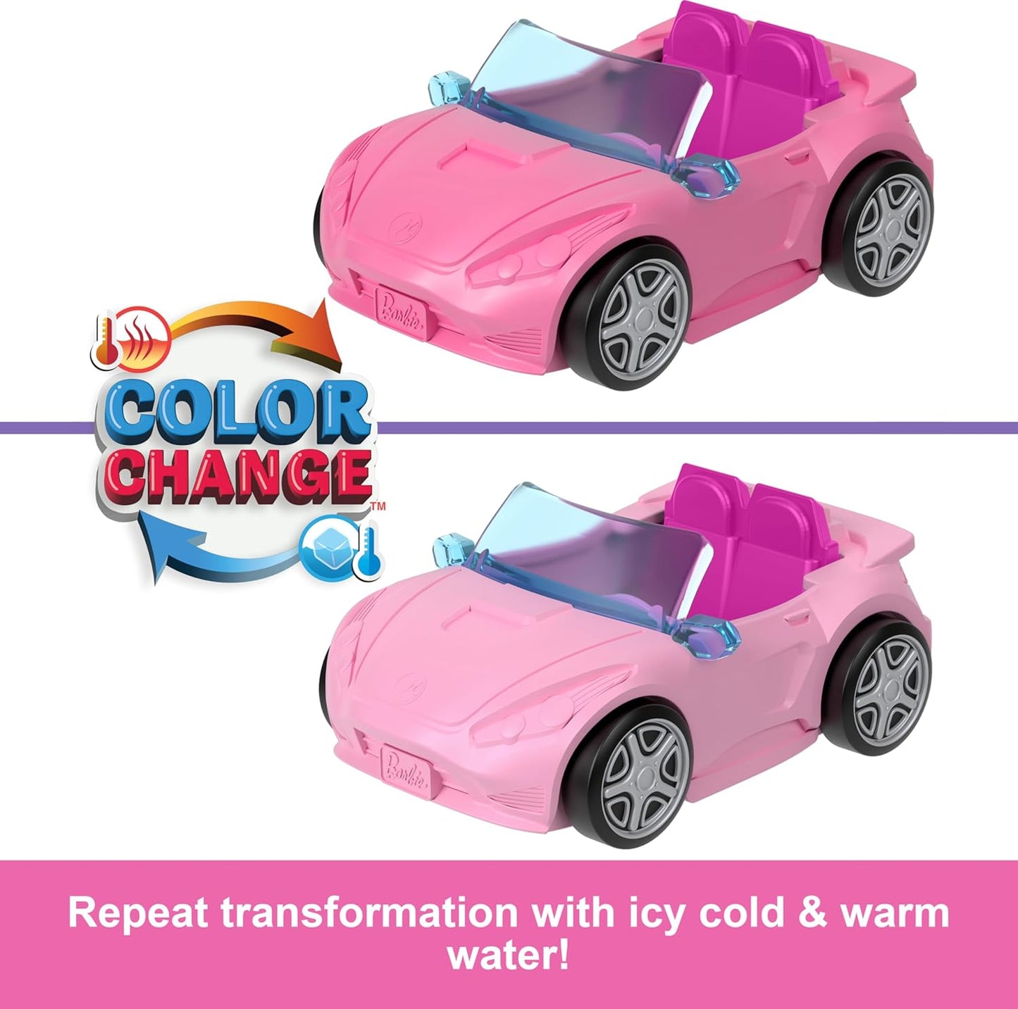 Barbie Mini BarbieLand Playset with 1.5-Inch Doll, Convertible Car with Color-Change Surprise, and Street Sign Accessory