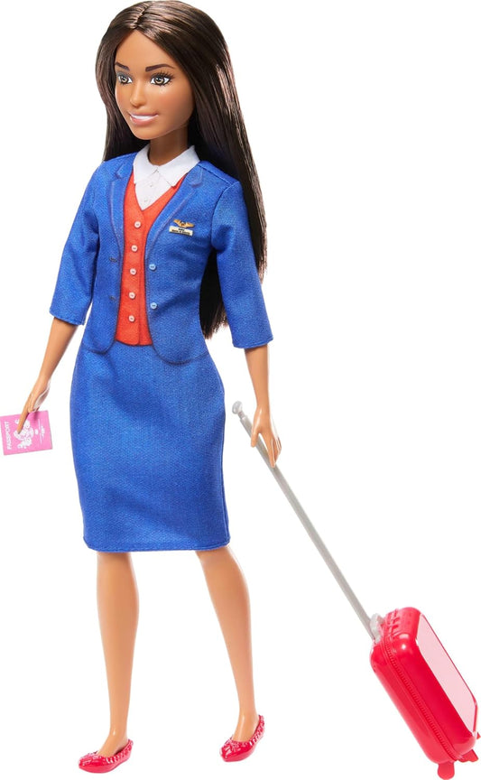 Barbie Hostess Flight Attendant Doll with Travel Accessories Playset