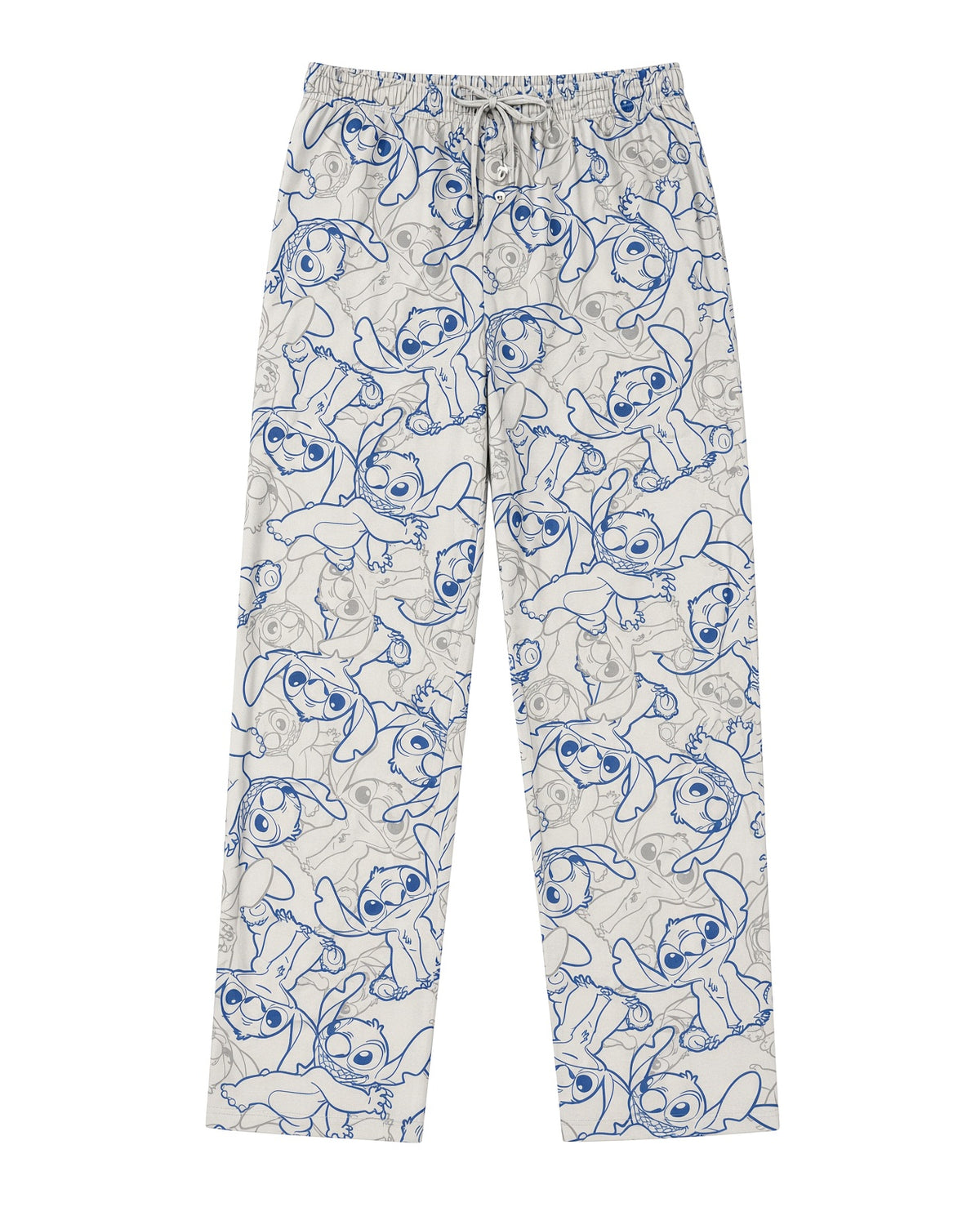 Disney Stitch Men's Pajama Pants Lounge Sleep Bottoms Elastic Drawstring Waist Allover Blue and Gray Print Sizes S to XL