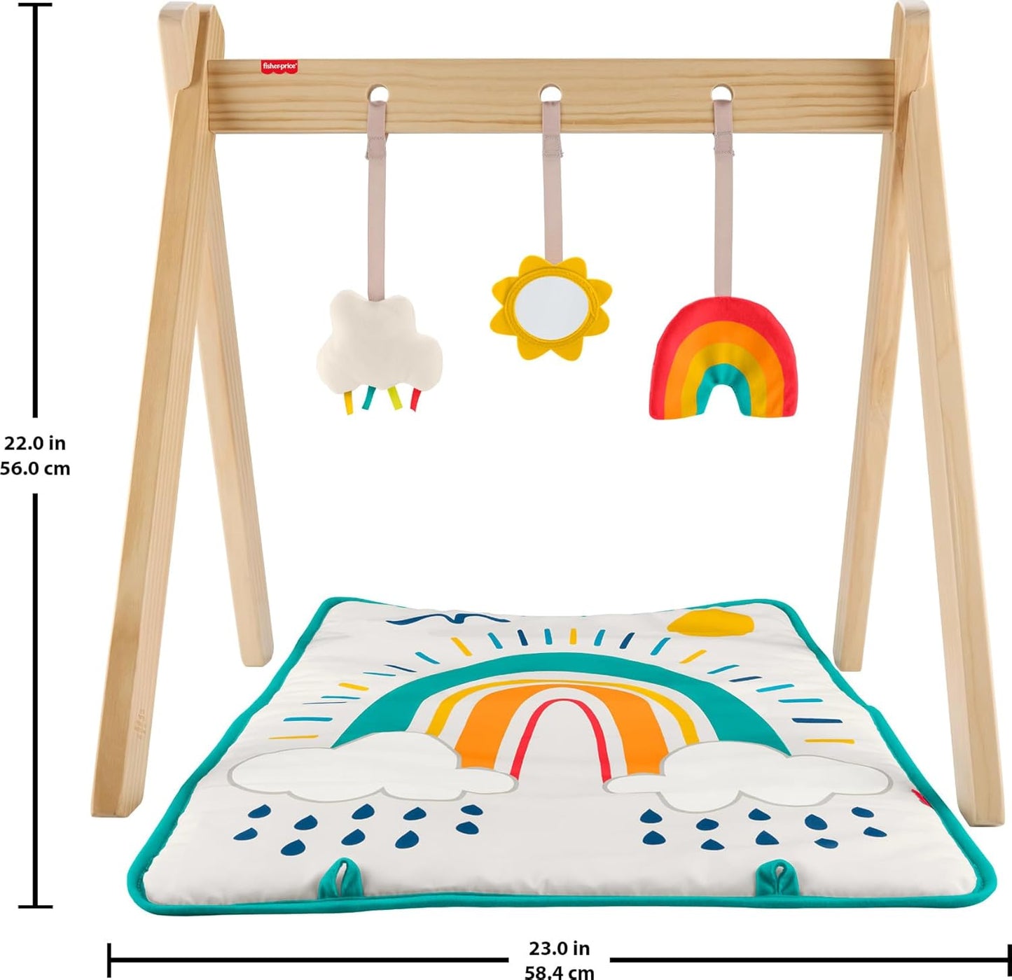 Fisher-Price Wooden Baby Playmat Activity Gym with Three Sensory Developmental Activities for Newborns 0+ Months