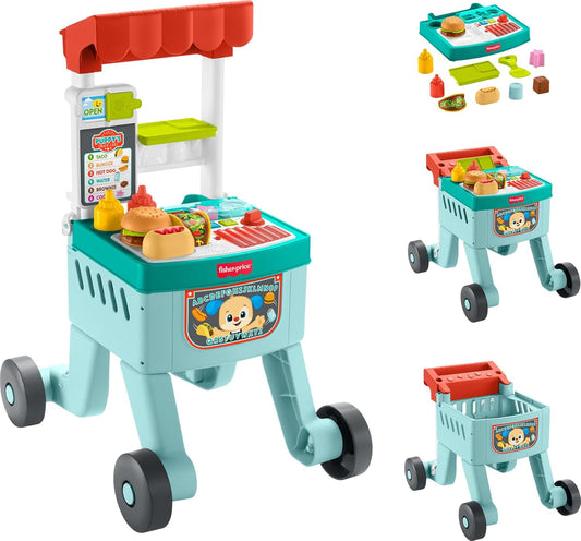 Fisher-Price 4-in-1 Snack Cart Walker Learning Push Toy