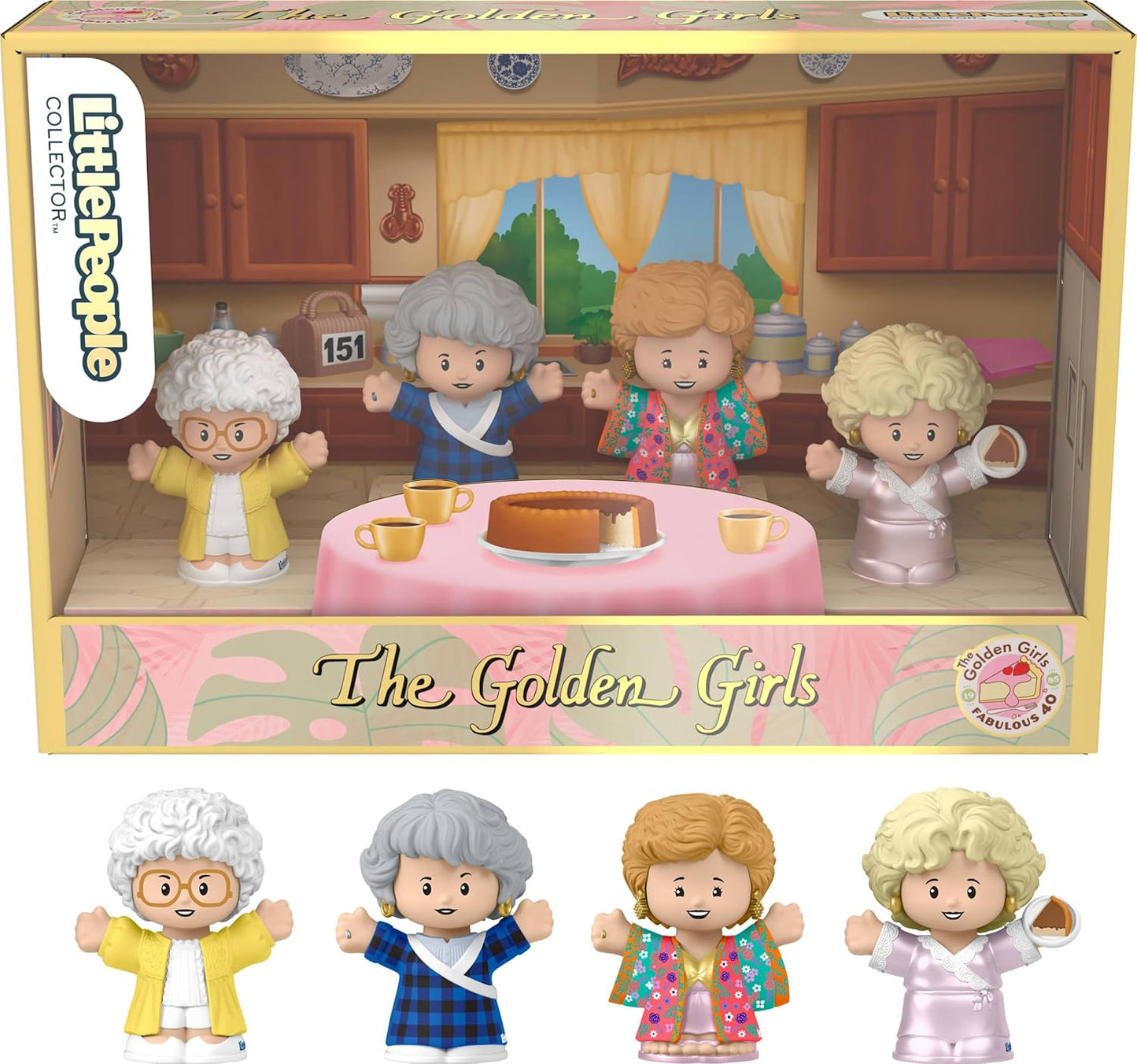 Little People Collector The Golden Girls Late Night Cheesecake 40th Anniversary Figure Set in Display Gift Box for Fans and Collectors