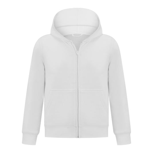 EVERYDAY KIDS Girls White Zip-Up Hoodie – Soft Fleece Jacket with Hood – All-Season Kids Sweatshirt for School, Play, or Layering