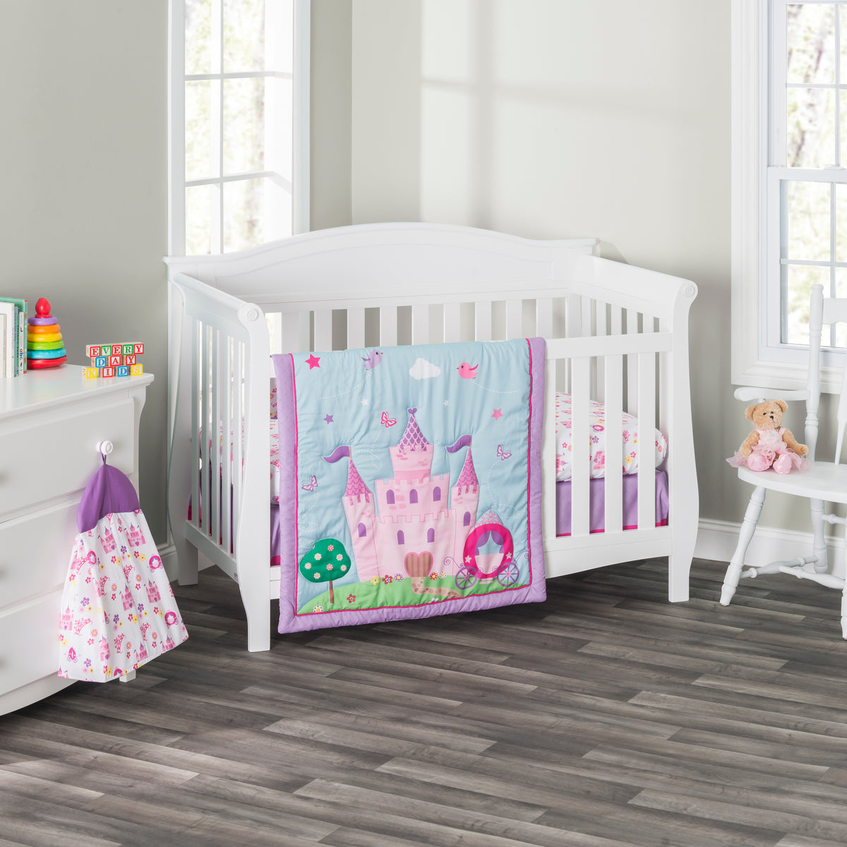 4 Piece Girls Crib Bedding Set -Princess Storyland