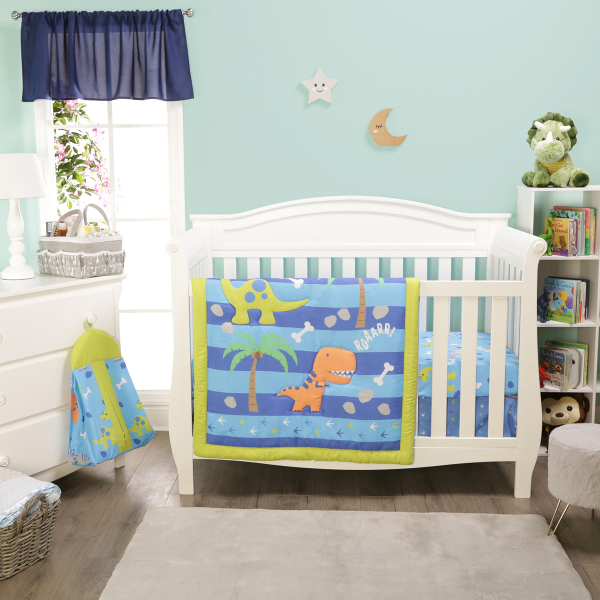 4 Piece Girls Crib Bedding Set - Dinosaurs
