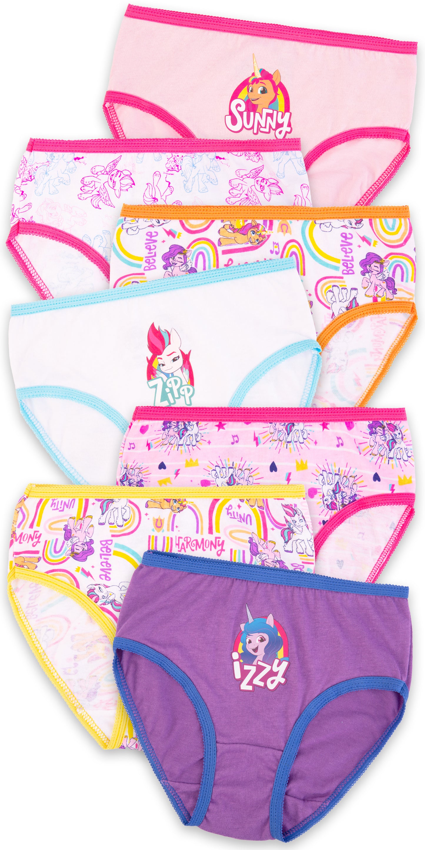 My Little Pony Kids Girls 7-Pack Briefs – Cotton Underwear Multipack