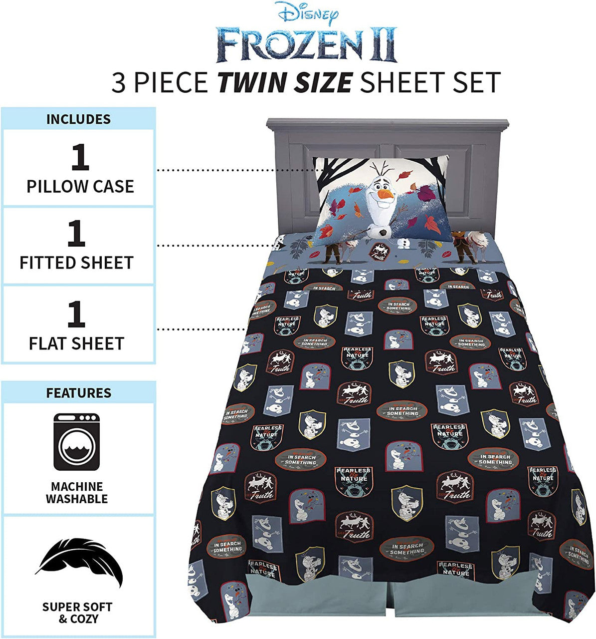 Disney Frozen II 3 PC Twin Sheet Set
