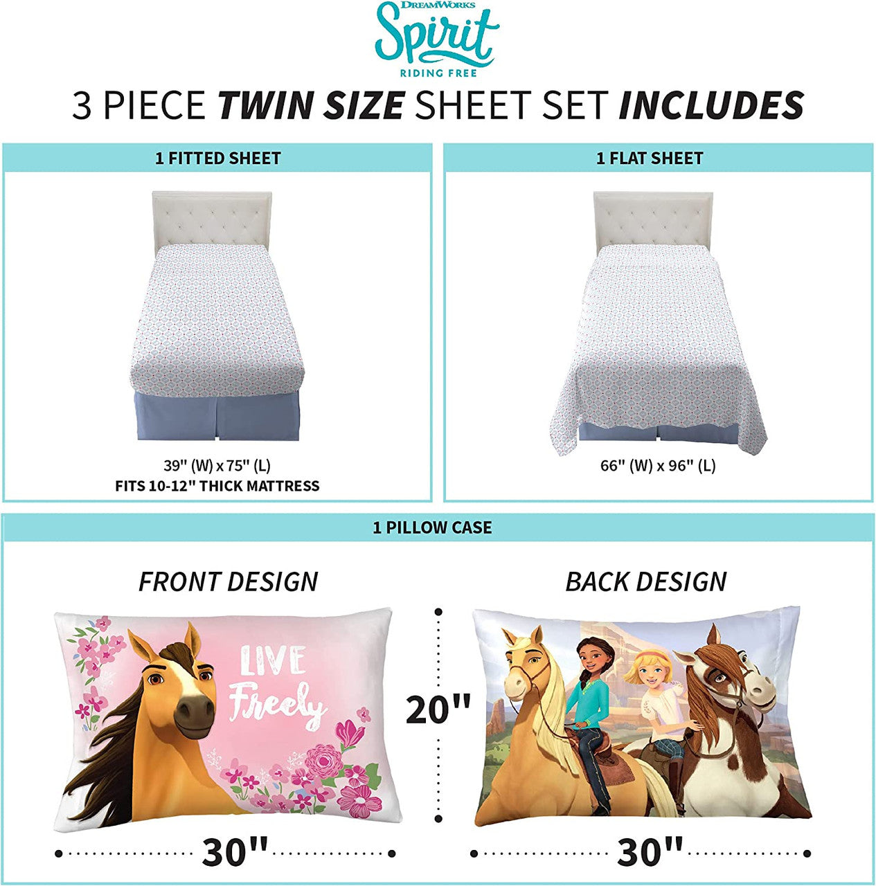Spirit Live Freely Twin Sheet Set