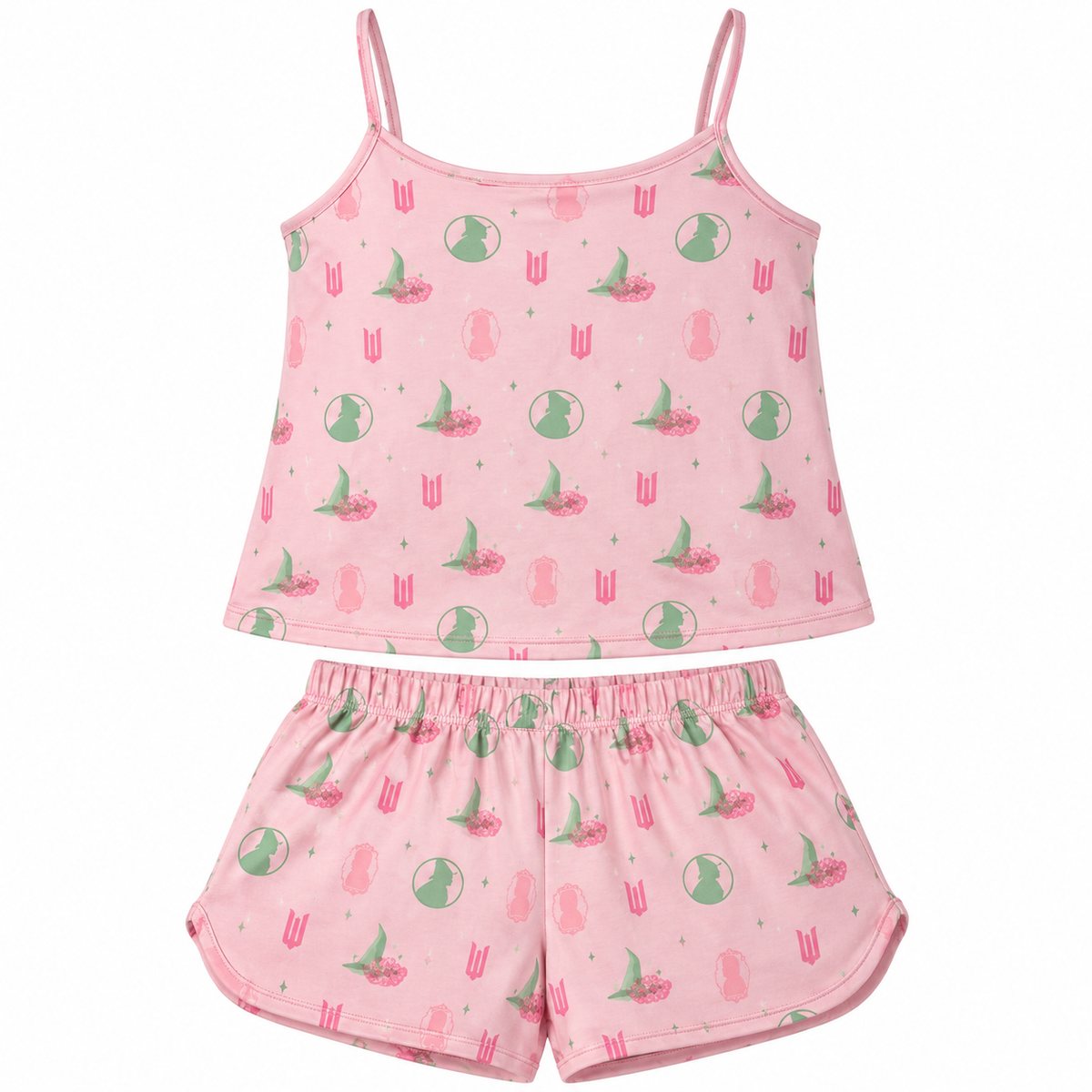 Wicked Women's Pajama Set Pink Cami Tank and Shorts with Glinda and Elphaba Print, Sizes S to XL