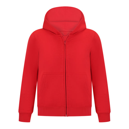 EVERYDAY KIDS Boys Red Zip-Up Hoodie – Soft Fleece Jacket with Hood – All-Season Kids Sweatshirt for School, Play, or Layering