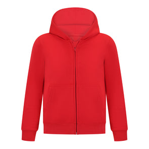 EVERYDAY KIDS Boys Red Zip-Up Hoodie – Soft Fleece Jacket with Hood – All-Season Kids Sweatshirt for School, Play, or Layering