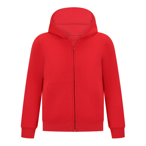 EVERYDAY KIDS Boys Red Zip-Up Hoodie – Soft Fleece Jacket with Hood – All-Season Kids Sweatshirt for School, Play, or Layering