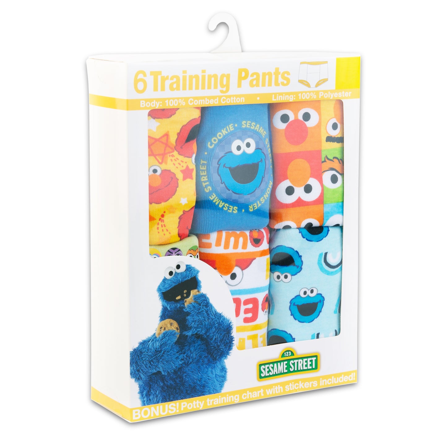Sesame Street Toddler 6-Pack Training Pants – Cotton Potty Training Underwear with Bonus Sticker Chart