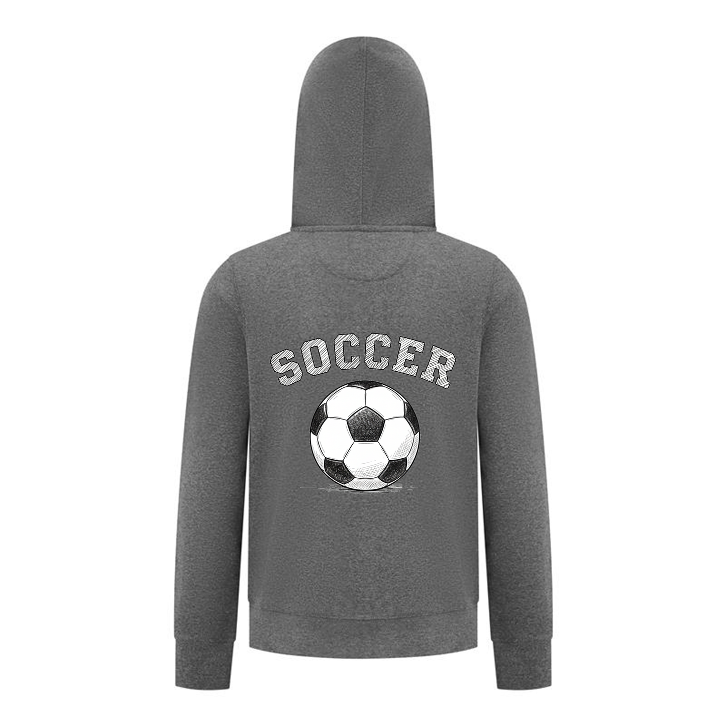 Everyday Kids Sports Collection Soccer Zip Up Hoodie – Vintage Sketch Graphic Sweatshirt