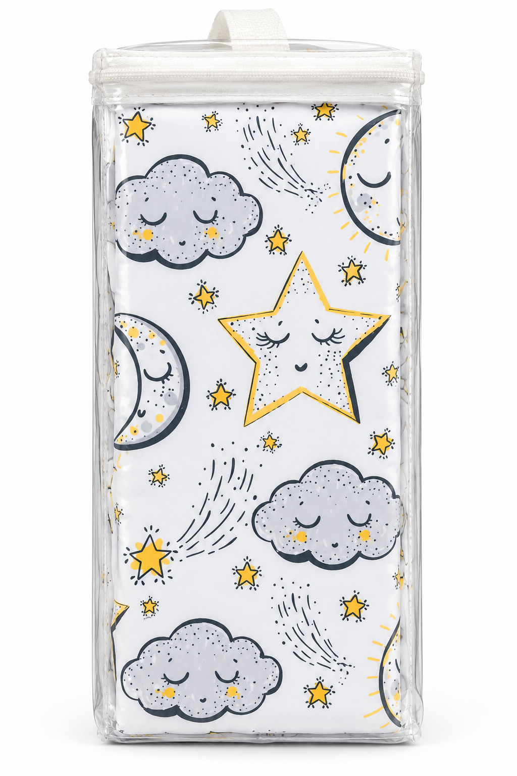 Everyday Kids 3 Piece Crib Set, Gray and Yellow Stars and Moon Nursery Bedding with Quilt, Dust Ruffle and Fitted Sheet