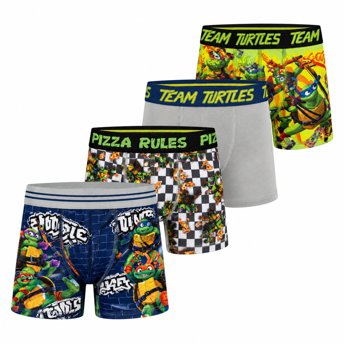 Teenage Mutant Ninja Turtles Boys 4-Pack Performance Boxer Briefs, TMNT Mutant Mayhem Underwear Set, Size 4