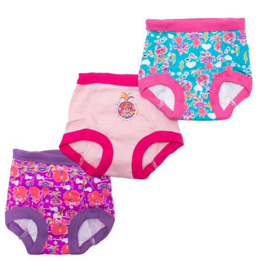 DreamWorks Trolls Toddler Girls 3-Pack Potty Training Pants, Queen Poppy Viva and Barb Underwear Set with Bonus Chart, Multicolor