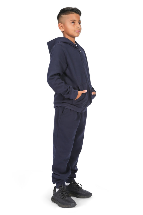 EVERYDAY KIDS Boys Navy Zip-Up Hoodie – Soft Fleece Jacket with Hood – All-Season Kids Sweatshirt for School, Play, or Layering