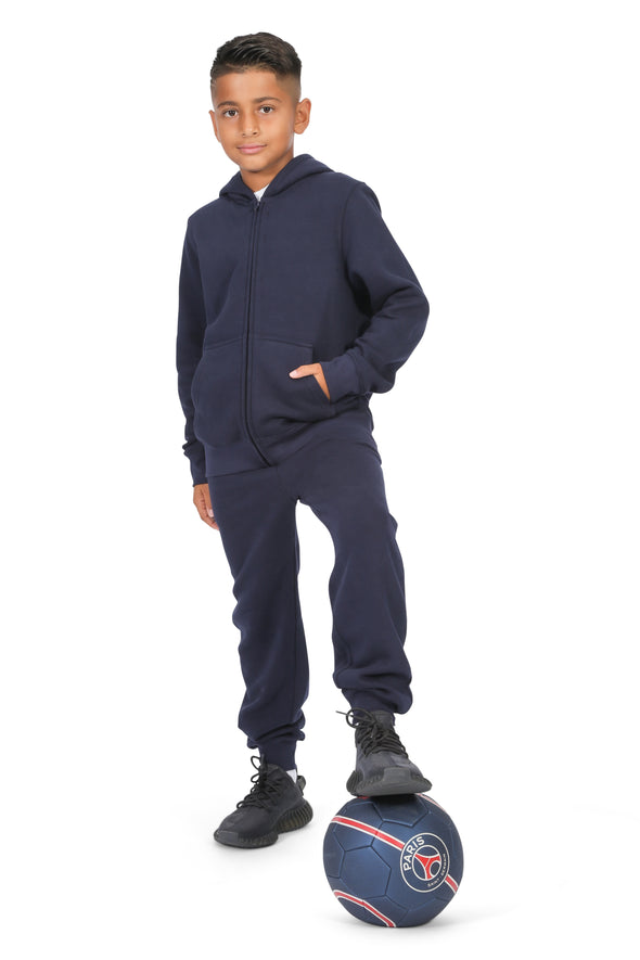 EVERYDAY KIDS Boys Navy Zip-Up Hoodie – Soft Fleece Jacket with Hood – All-Season Kids Sweatshirt for School, Play, or Layering