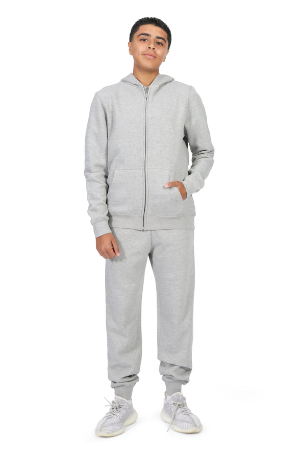 EVERYDAY KIDS Boys Heather Gray Zip-Up Hoodie – Soft Fleece Jacket with Hood – All-Season Kids Sweatshirt for School, Play, or Layering