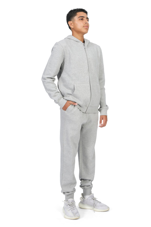 EVERYDAY KIDS Boys Heather Gray Zip-Up Hoodie – Soft Fleece Jacket with Hood – All-Season Kids Sweatshirt for School, Play, or Layering