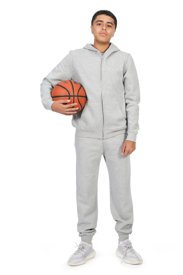EVERYDAY KIDS Boys Heather Gray Zip-Up Hoodie – Soft Fleece Jacket with Hood – All-Season Kids Sweatshirt for School, Play, or Layering