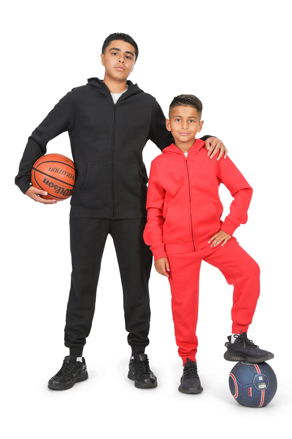 EVERYDAY KIDS Boys Black Zip-Up Hoodie  – Soft Fleece Jacket with Hood – All-Season Kids Sweatshirt for School, Play, or Layering