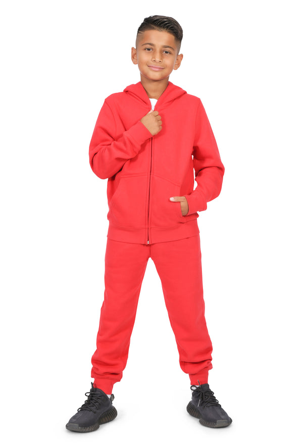 EVERYDAY KIDS Boys Red Zip-Up Hoodie – Soft Fleece Jacket with Hood – All-Season Kids Sweatshirt for School, Play, or Layering