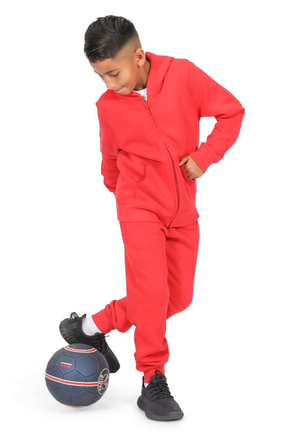 EVERYDAY KIDS Boys Red Zip-Up Hoodie – Soft Fleece Jacket with Hood – All-Season Kids Sweatshirt for School, Play, or Layering