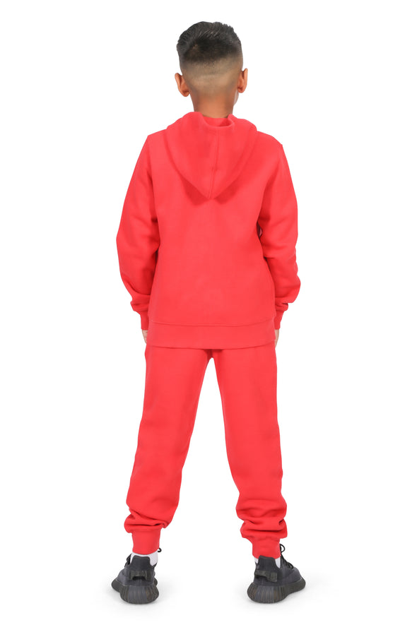 EVERYDAY KIDS Boys Red Zip-Up Hoodie – Soft Fleece Jacket with Hood – All-Season Kids Sweatshirt for School, Play, or Layering