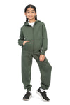 EVERYDAY KIDS Girls Green Zip-Up Hoodie – Soft Fleece Jacket with Hood – All-Season Kids Sweatshirt for School, Play, or Layering