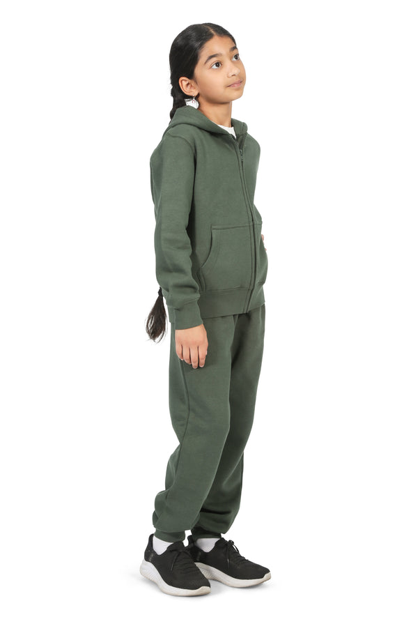 EVERYDAY KIDS Girls Green Zip-Up Hoodie – Soft Fleece Jacket with Hood – All-Season Kids Sweatshirt for School, Play, or Layering