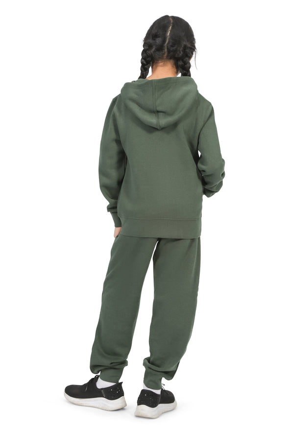 EVERYDAY KIDS Girls Green Zip-Up Hoodie – Soft Fleece Jacket with Hood – All-Season Kids Sweatshirt for School, Play, or Layering
