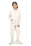 EVERYDAY KIDS Girls Off-White Zip-Up Hoodie – Soft Fleece Jacket with Hood – All-Season Kids Sweatshirt for School, Play, or Layering