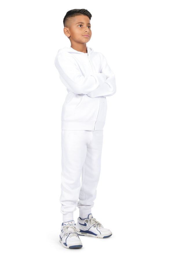 EVERYDAY KIDS Boys White Zip-Up Hoodie – Soft Fleece Jacket with Hood – All-Season Kids Sweatshirt for School, Play, or Layering