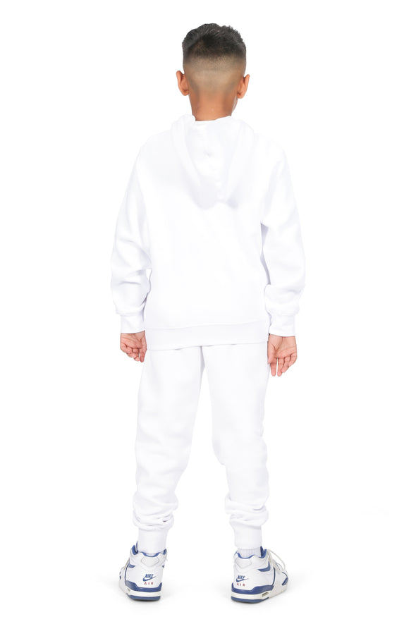 EVERYDAY KIDS Boys White Zip-Up Hoodie – Soft Fleece Jacket with Hood – All-Season Kids Sweatshirt for School, Play, or Layering