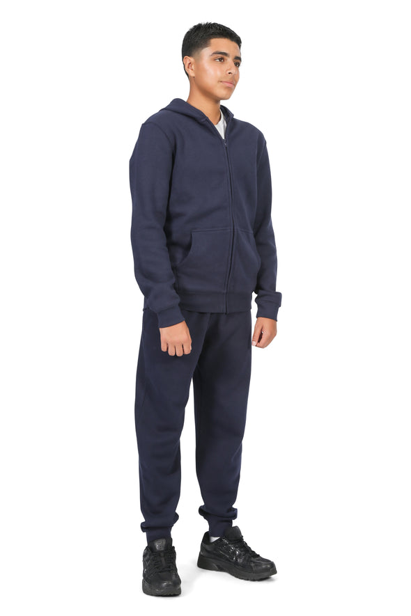 EVERYDAY KIDS Boys Navy Zip-Up Hoodie – Soft Fleece Jacket with Hood – All-Season Kids Sweatshirt for School, Play, or Layering
