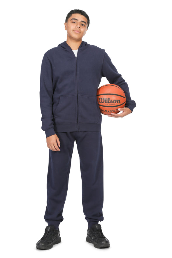 EVERYDAY KIDS Boys Navy Zip-Up Hoodie – Soft Fleece Jacket with Hood – All-Season Kids Sweatshirt for School, Play, or Layering