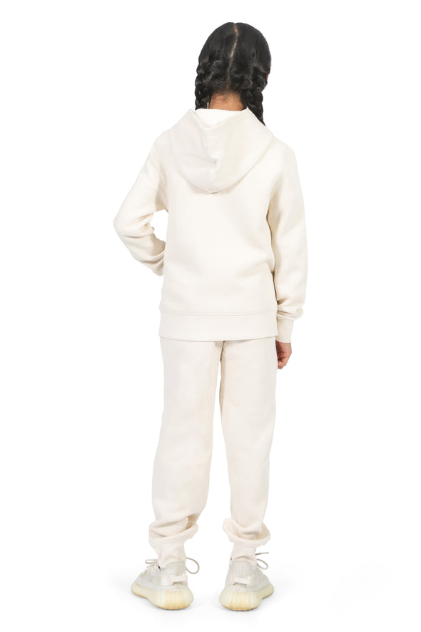 EVERYDAY KIDS Girls Off-White Zip-Up Hoodie – Soft Fleece Jacket with Hood – All-Season Kids Sweatshirt for School, Play, or Layering