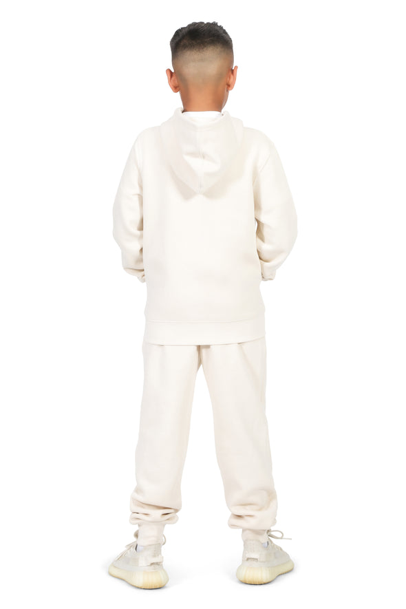 EVERYDAY KIDS Boys Off-White Zip-Up Hoodie – Soft Fleece Jacket with Hood – All-Season Kids Sweatshirt for School, Play, or Layering