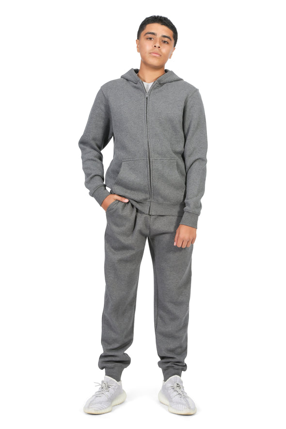 EVERYDAY KIDS Boys Charcoal Gray Zip-Up Hoodie – Soft Fleece Jacket with Hood – All-Season Kids Sweatshirt for School, Play, or Layering